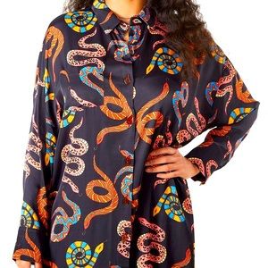 FARM Rio Snake Print Button Down Dress